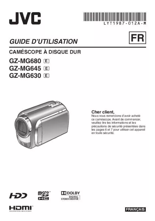 Mode d'emploi JVC GZ-MG630AEU