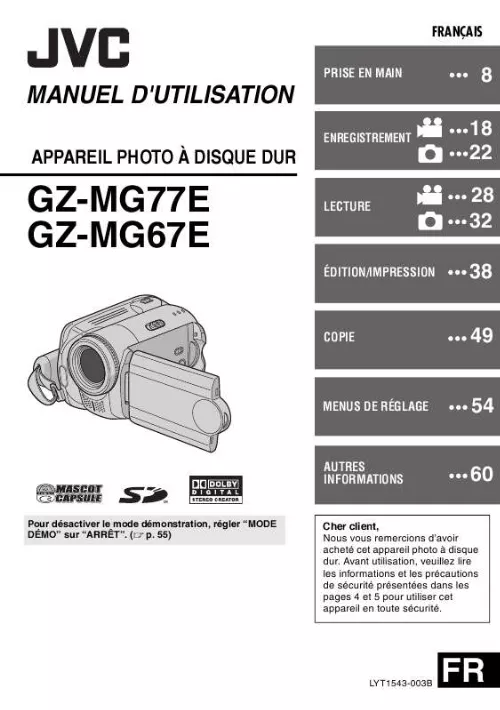 Mode d'emploi JVC GZ-MG67E