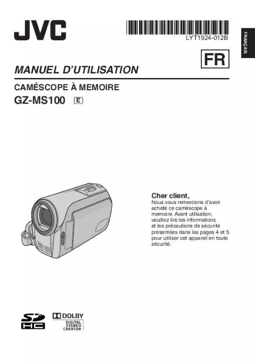 Mode d'emploi JVC GZ-MS100