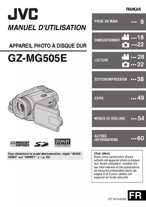 Mode d'emploi JVC GZ-MG505EX