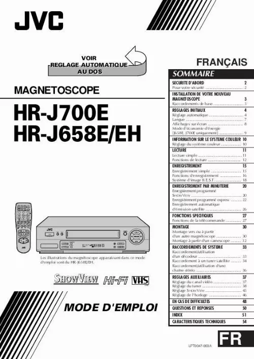 Mode d'emploi JVC HR-J700E