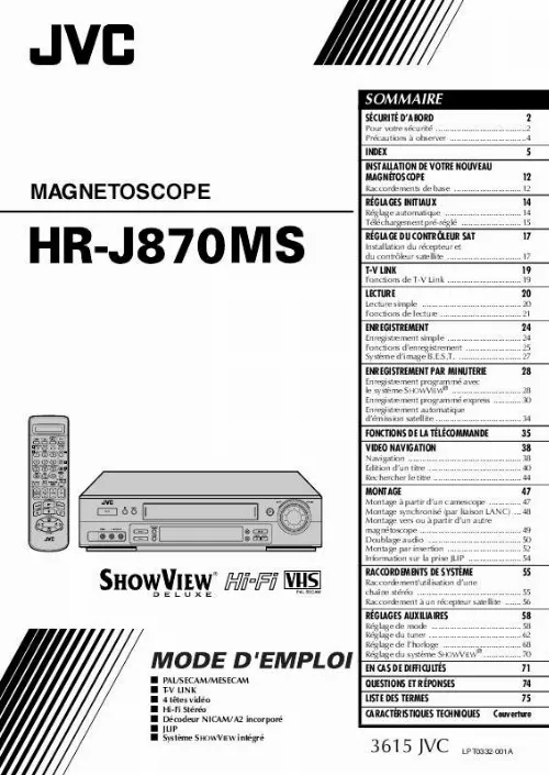 Mode d'emploi JVC HR-J870MS