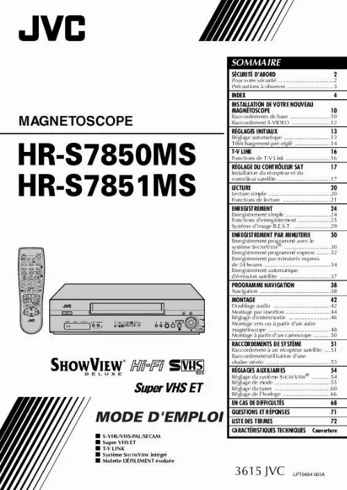 Mode d'emploi JVC HR-S7850MS