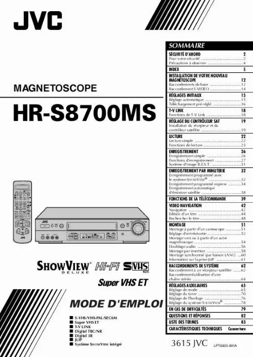 Mode d'emploi JVC HR-S8700MS