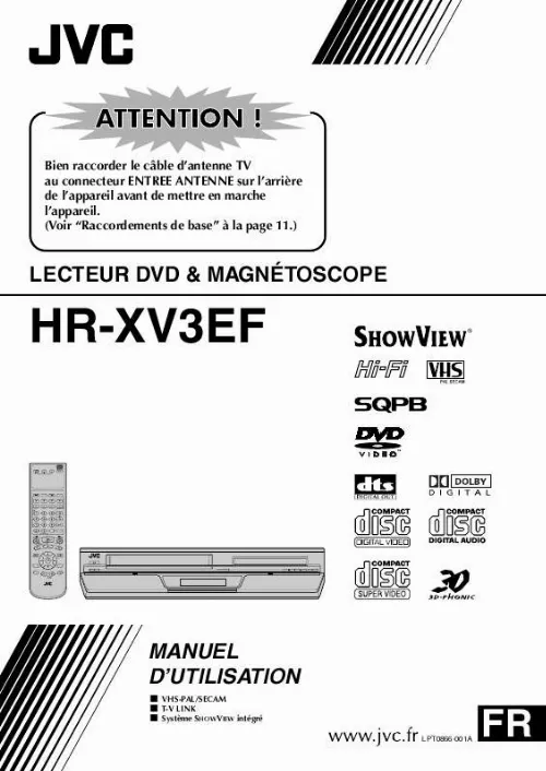 Mode d'emploi JVC HR-XV3EF