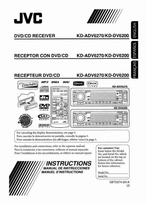 Mode d'emploi JVC KD-ADV6270