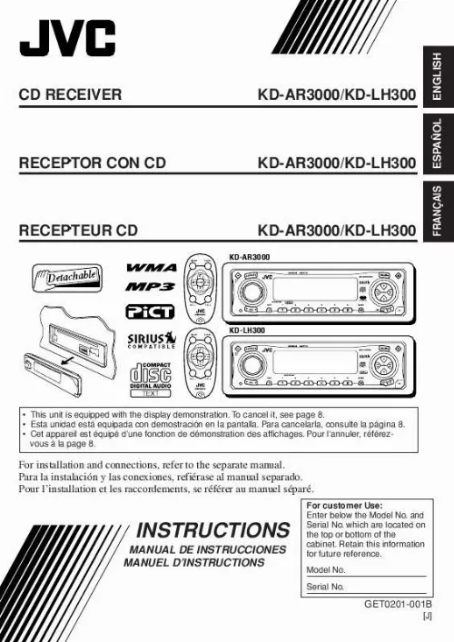 Mode d'emploi JVC KD-AR3000