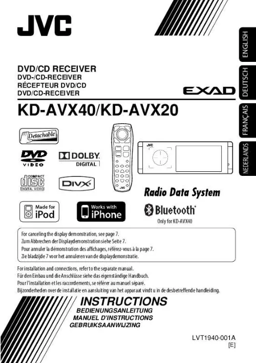 Mode d'emploi JVC KD-AVX20E