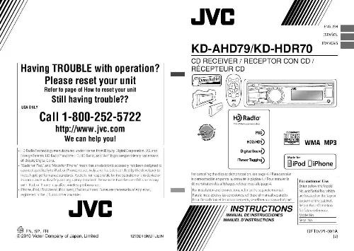 Mode d'emploi JVC KD-HDR70