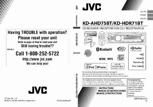 Mode d'emploi JVC KD-HDR71BT