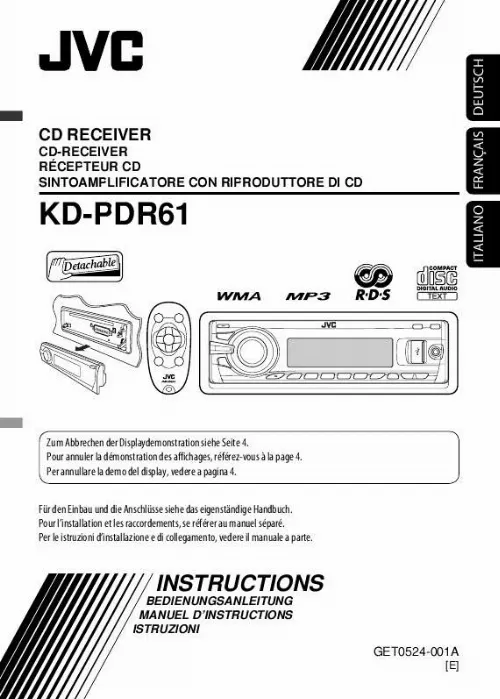 Mode d'emploi JVC KD-PDR61
