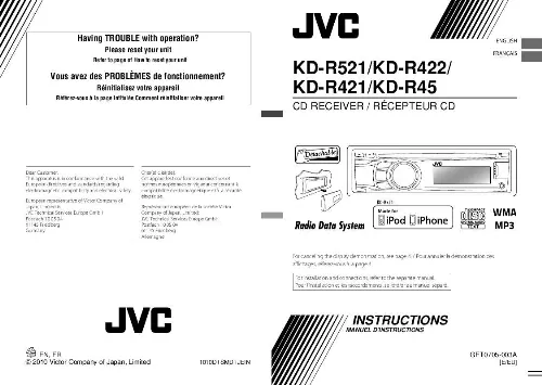 Mode d'emploi JVC KD-R422