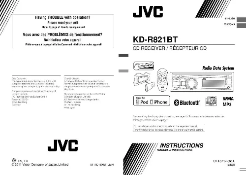 Mode d'emploi JVC KD-R821BTE