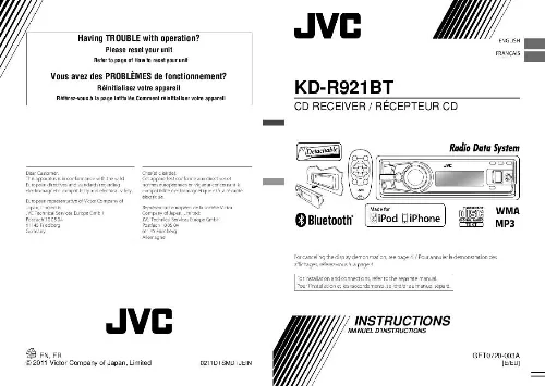 Mode d'emploi JVC KD-R921BT