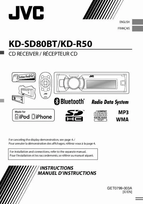 Mode d'emploi JVC KD-SD80BT