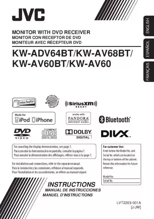 Mode d'emploi JVC KW-ADV64BT