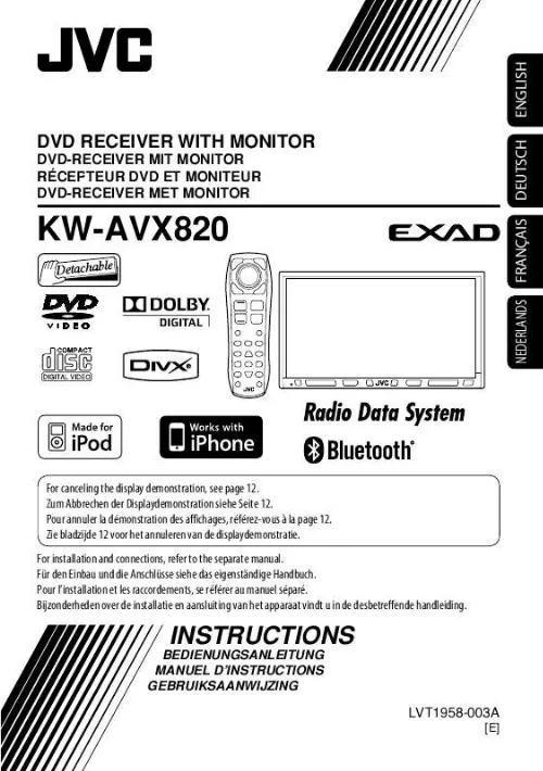 Mode d'emploi JVC KW-AVX820