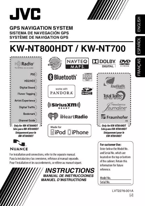 Mode d'emploi JVC KW-NT800HDT