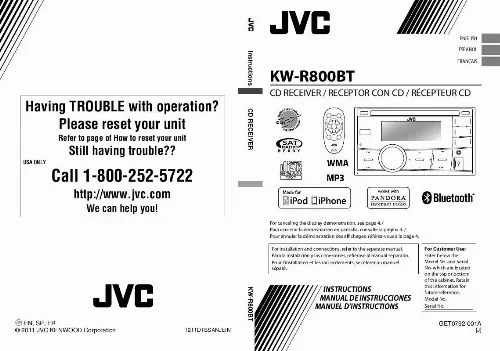 Mode d'emploi JVC KW-R800BT