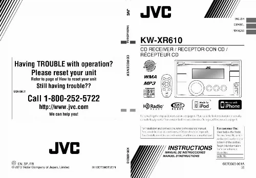 Mode d'emploi JVC KW-XR610