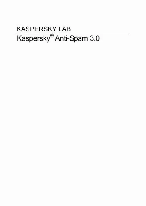 Mode d'emploi KAPERSKY ANTI-SPAM 3.0