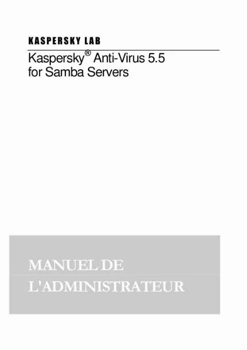 Mode d'emploi KASPERSKY LAB ANTI-VIRUS 5.5