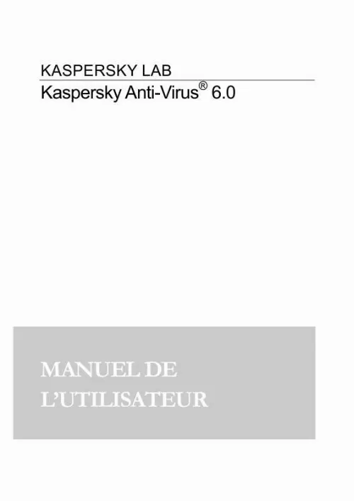 Mode d'emploi KASPERSKY ANTI-VIRUS 6.0
