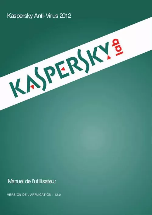 Mode d'emploi KASPERSKY ANTI-VIRUS 2012