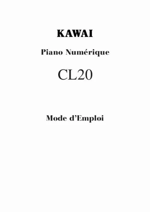 Mode d'emploi KAWAI CL20