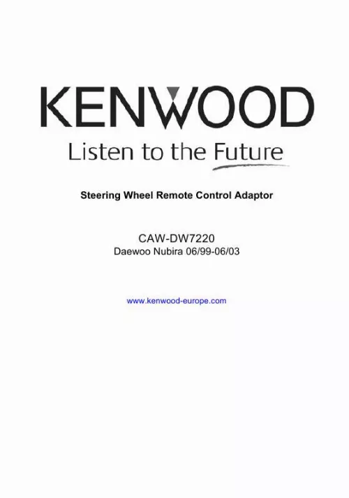 Mode d'emploi KENWOOD CAW-DW7220