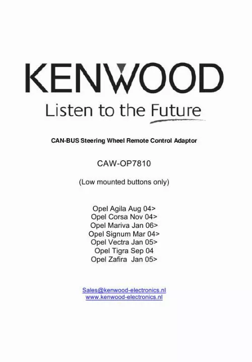 Mode d'emploi KENWOOD CAW-OP7810