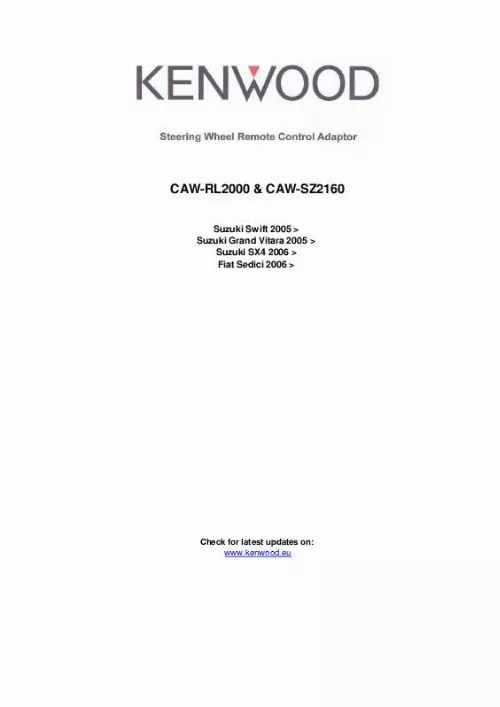 Mode d'emploi KENWOOD CAW-SZ2160