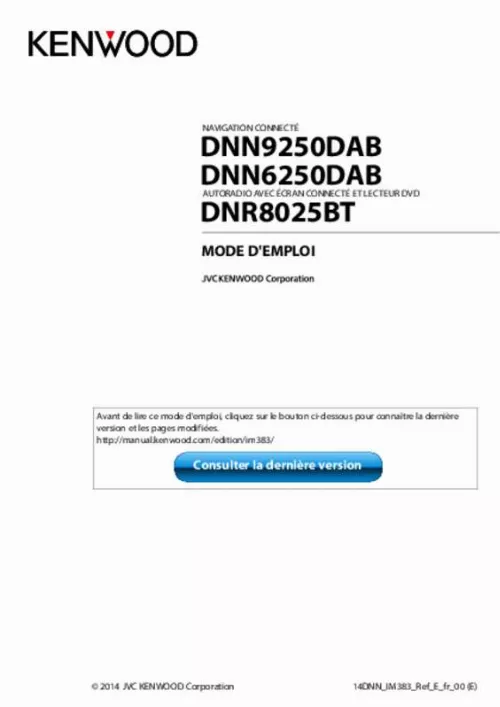 Mode d'emploi KENWOOD DNR8025BT