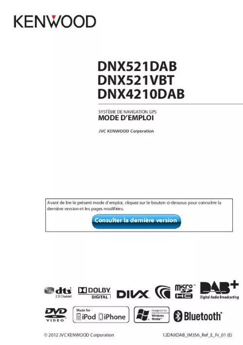 Mode d'emploi KENWOOD DNX-4210DAB