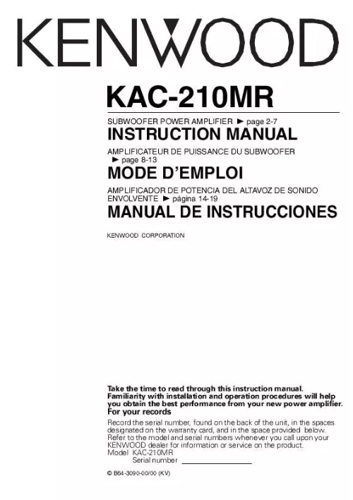 Mode d'emploi KENWOOD KAC-210MR