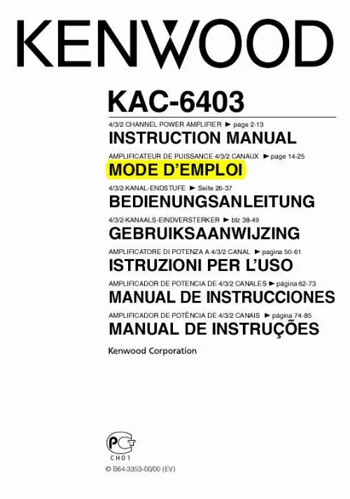 Mode d'emploi KENWOOD KAC-6403