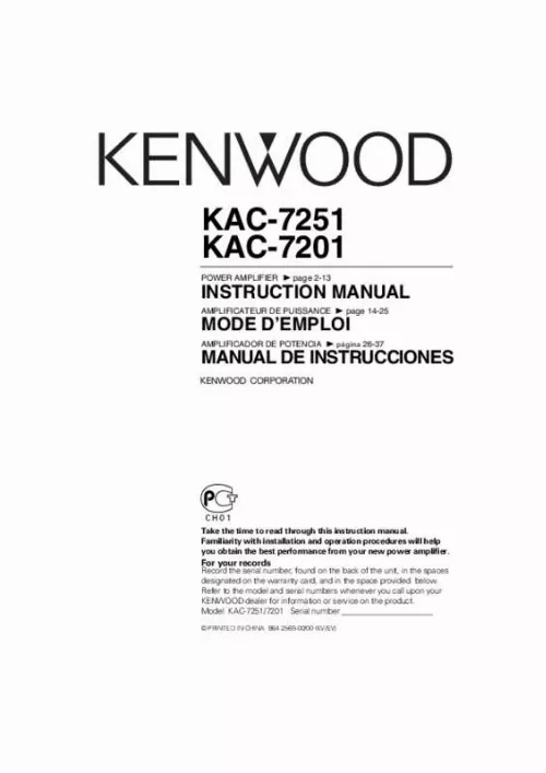 Mode d'emploi KENWOOD KAC-7201