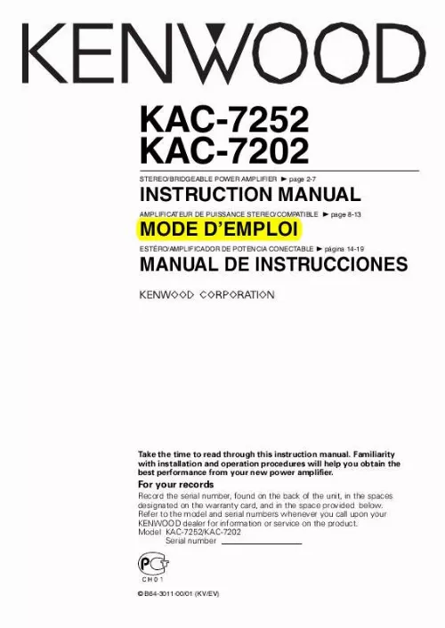 Mode d'emploi KENWOOD KAC-7202
