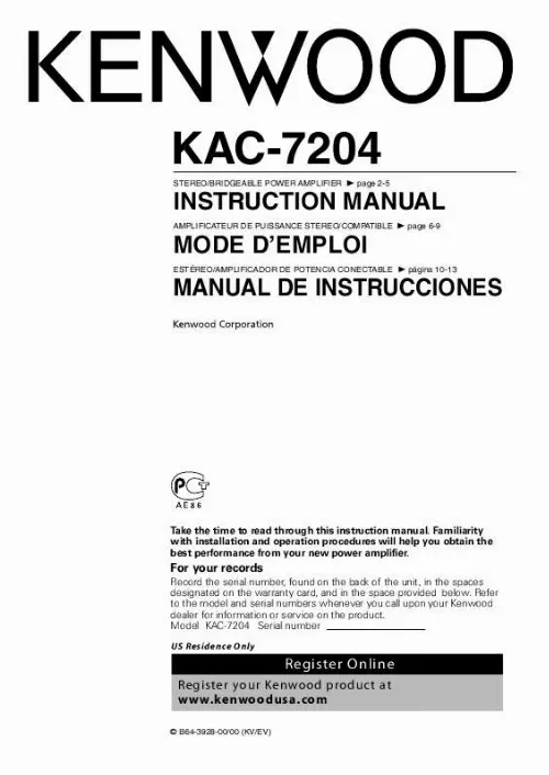 Mode d'emploi KENWOOD KAC-7204