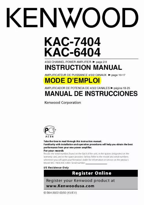 Mode d'emploi KENWOOD KAC-7404
