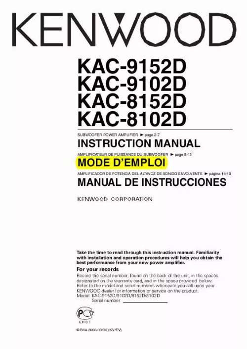 Mode d'emploi KENWOOD KAC-8102D