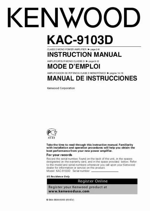 Mode d'emploi KENWOOD KAC-9103D