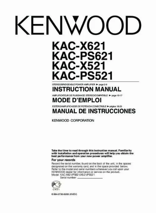 Mode d'emploi KENWOOD KAC-PS621