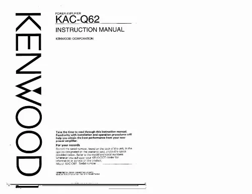 Mode d'emploi KENWOOD KAC-Q62