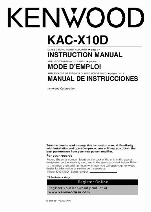 Mode d'emploi KENWOOD KAC-X10D