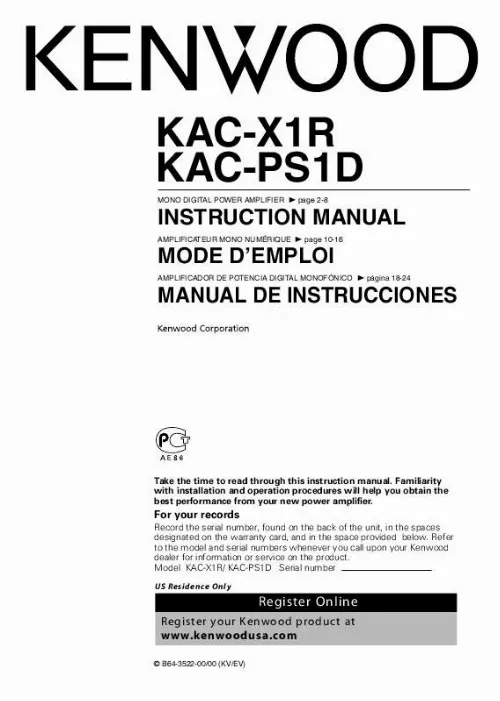 Mode d'emploi KENWOOD KAC-X1R