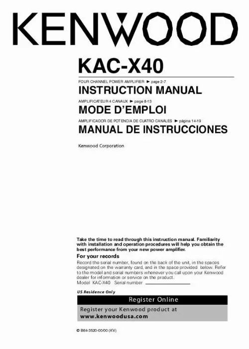 Mode d'emploi KENWOOD KAC-X40
