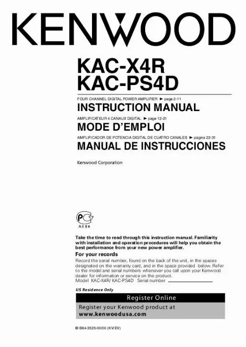 Mode d'emploi KENWOOD KAC-X4R