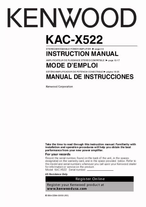 Mode d'emploi KENWOOD KAC-X522