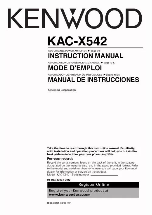 Mode d'emploi KENWOOD KAC-X542